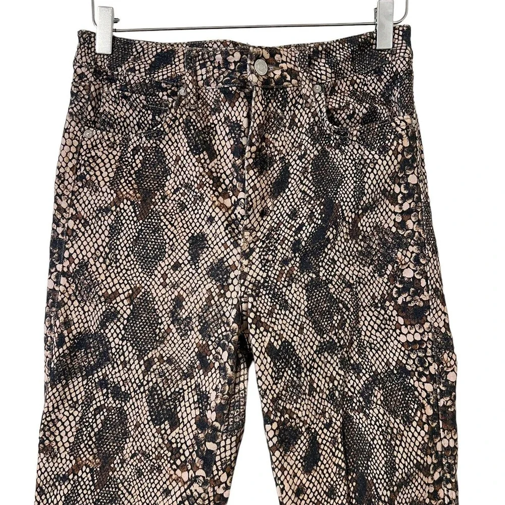 Free People We The Free Two Faced Snakeskin High Waist Frayed Jeans - Size 30